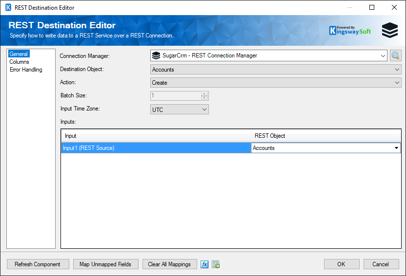 SSIS SugarCRM REST Destination